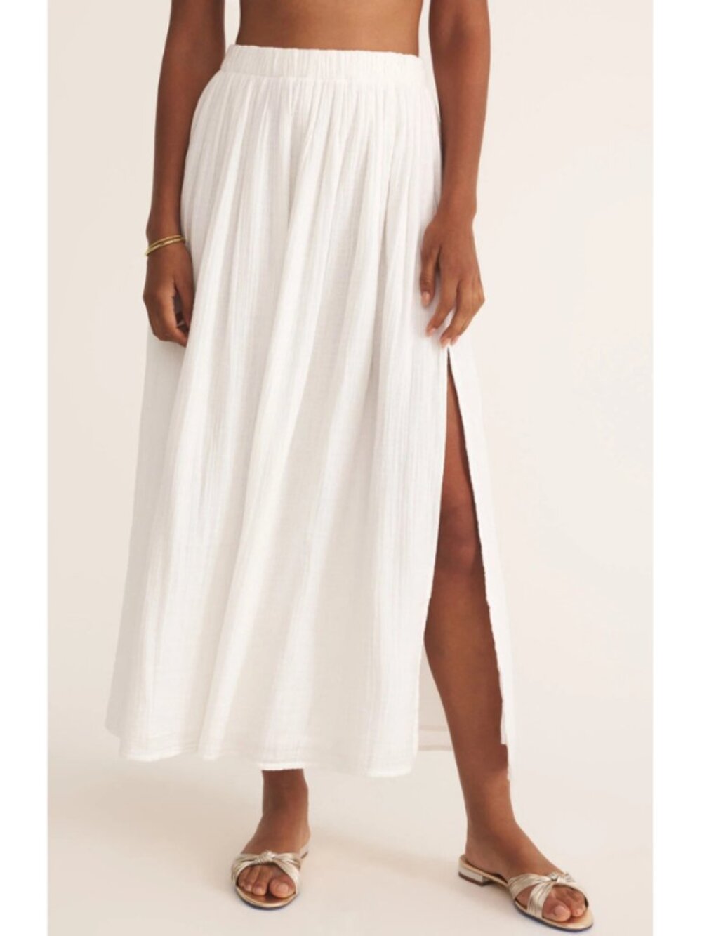 Z Supply Reina Airy Midi Skirt in White NEW